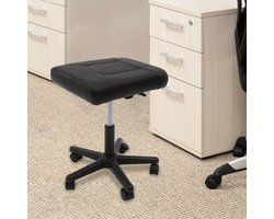 Ergonomische voetensteun met wielen – verstelbare hoogte – comfortabel kussen – 360° draaibaar – draagkracht 100 kg – zwart