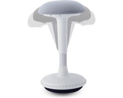 Ergonomische Wiebelkruk – Hoogte 65-85 cm voor Zit Sta Bureau– Bureaukruk – Kruk – Balanskruk – In hoogte verstelbaar – ∅33cm – Wit