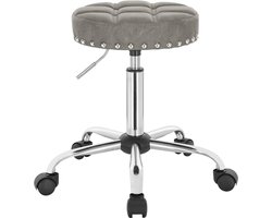 Ergonomische Zadelkruk Berlin - Kapperkruk - In Hoogte Verstelbaar - Op Wieltjes - Bureaustoel, Kruk, Werkkruk - Leer - Grijs
