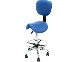 Ergonomische Zadelkruk met Rugleuning Blauw op Wielen Standaard (50-68cm) / met Voetsteun / Standaard wielen