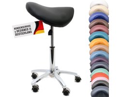 Ergonomische Zadelkruk - Traploos in Hoogte Verstelbaar - 360° Draaibaar met Rubber Wielen