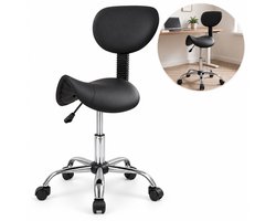 Ergonomische Zadelkruk - Zadelkruk - Met Rugleuning - 37 x 43 x 97 cm - Zilver/Zwart