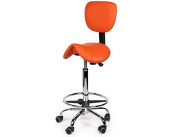 Ergonomische Zadelkruk - Zadelstoel met rugleuning - Comfortabel werken - In hoogte verstelbaar - 70-84 cm zithoogte - Oranje