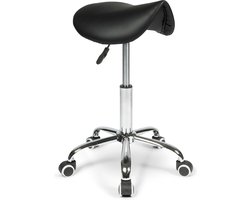 Ergonomische Zadelkruk - Zadelstoel op wielen - In Hoogte Verstelbaar - Zwart