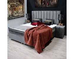 Eric Kuster stijl - Boxspring bed met opbergruimte - 180x200 cm - opbergbed Ritz - velvet grijs
