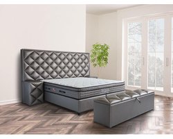 Eric kuster Style Boxspring – Boxspring met opbergruimte 160x200 inclusief Micropocket matras 30cm Havana  - 1x Nachtkasje erbij