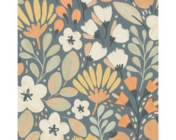 Erismann Vinylbehang 10518-08 - La Terasse - Botanisch Blauw - 53cm x 10.05m