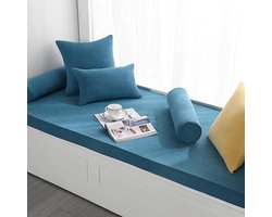 Erker zitkussen - Vloermat - Gezellig maken - Antislip onderkant - 60 x 210 cm - Blauw