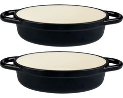 Ernesto 2 Gietijzeren Ovenschaaltjes - Zwart - 2 stuks - Inhoud: 260 ml - Temperatuurbestendig: 250 °C - Gelijkmatige warmteverdeling en zeer goede warmteopslag - Ideaal voor het serveren en bereiden van crème brûlée en kleine gratins