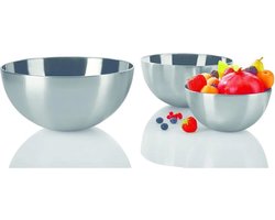 ERNESTO® Kommenset RVS 3 stuks - Inhoud: 1,55 / 3,45 / 5,2 liter