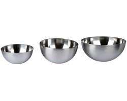 Ernesto RVS Kommen Set - 3 Stuks - Mengkom - Saladekom - 1,55 liter, 3,45 liter en 5,2 liter - Geschikt voor Vaatwasser