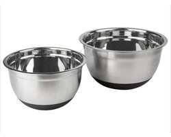 ERNESTO® RVS mengkommenset 2 stuks - 2L en 3.5L -  Met antislip onderkant