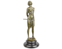 Erotisch bronzen beeld vrouw 'The Riding Crop' op marmeren voet – unieke erotische sculptuur voor sfeervolle woondecoratie en kunstverzameling