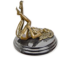 Erotische Vrouw - Bronzen Beeld - Naakte Dame - Kunst Sculptuur - Brons - Erotiek Decoratie - 19x18x19