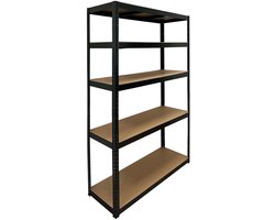 ERRO Opbergrek XL - extra breed - Stellingkast Zwart Metaal - 120cm breed - 875 kg draagkracht - Geen gereedschap nodig - 180x90x40cm