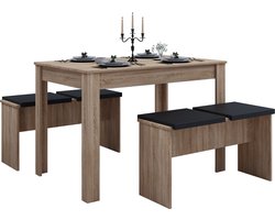 Esal eethoek Eettafel en 2 bankenSonoma eiken decor.