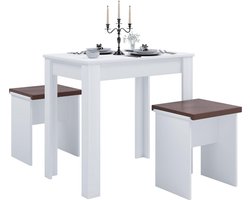 Esal eethoek Eettafel en 2 krukkenwit.