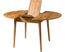 Escandi 3-Piece Extendable Round Dining Table 100–130 cm – Solid Oak Scandinavian Style Kitchen and Living Room Table, Space-Saving Pull-Out Design, Natural Oak Finish, Sustainable European Furniture – Meda Home Store