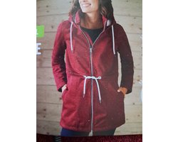 Esmara Dames Fleece vest Gebreid - Maat L 44/46 - Rood - Met capuchon - Tweewegritssluiting - Warm teddypluche