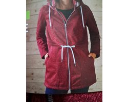Esmara Dames Fleece vest Gebreid - Maat S 36/38 - Rood - Met capuchon - Tweewegritssluiting - Warm teddypluche