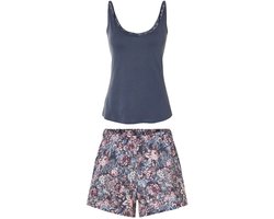 Esmara Korte Dames Pyjama - Maat M 40/42 - 100% Katoen - Blauw Bloemenprint