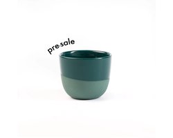 Espresso kopje – Half Glazed - Pine Green - Handgemaakt – Keramiek – Koffiekopjes – Espressomachine - Barista Essentials