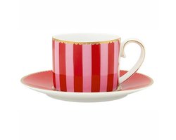 Espressokop Pip Studio Love Birds Stripes Red-Pink 125 ml