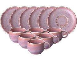 Espressotassen mit Untertassen Perlemor Coral 60 ml Set van 6