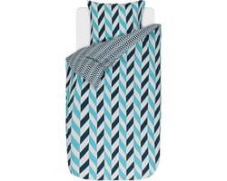 Esprit Criss Cross - Dekbedovertrek - Eenpersoons - 140x200/220 cm + 1 kussensloop 60x70 cm - Aqua