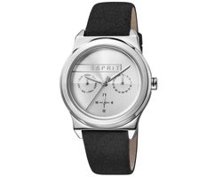 ESPRIT dames HORLOGE ES1L077L0015 analoog horloge met leren armbanden en zilver steel horloge kast