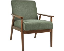 ESRUM - Fauteuil - Groen/Donkerbruin - Polyester/Rubberhout