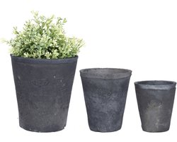 Esschert Design Aged Terracotta grijs pot rond S set van 3