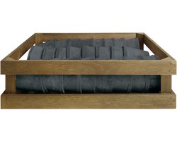 Esschert Design Aged Terracotta grijze potjes 24 stuks in houten krat L 11,4 x D 11,4 x H 9,3