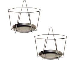 Esschert Design Balkon bloempothouder - 3x - bloembak met ophanging - zwart metaal - 22 x 21 x 20 - round