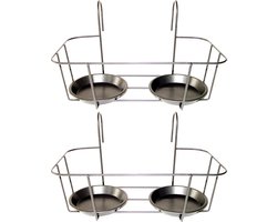 Esschert Design Balkon bloempothouder dubbel - 2x - bloembak met ophanging - zwart metaal - 34 x 26 x 19 cm