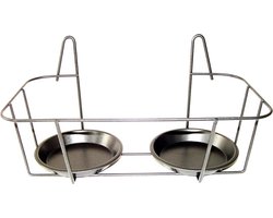 Esschert Design Balkon bloempothouder dubbel - bloembak met ophanging - zwart metaal - 34 x 19 x 19 cm