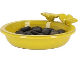 Esschert Design Bijen- en vlinder drinkschaal - geel - steen - 27 x 27 x 9 cm