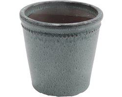 Esschert Design Bloempot - geglazuurd - Grijs- 15cm