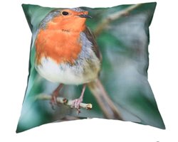 Esschert Design buitenkussen S roodborstmotief 40 x 40 cm polyester