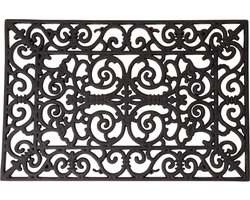 Esschert Design Deurmat - 2x - Rubber - schoonloopmat - zwart - klassieke print - 60 x 40 cm - Deurmatten