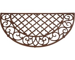 Esschert Design Deurmat gietijzer ruit half rond bruin