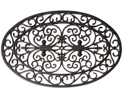 Esschert Design Deurmat - Victoriaans patroon - rubber - ovaal - 70 x 45 cm - schoonloopmat