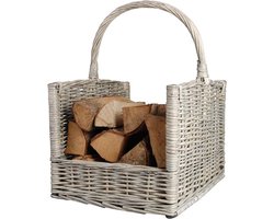 Esschert Design - Haardblokkenmand grijs - Haardvuur accessoires - Hout - Grijs