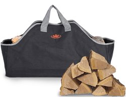 Esschert Design - Haardblokkentas zwart grijs - Haardvuur accessoires - Kunststof - Zwart