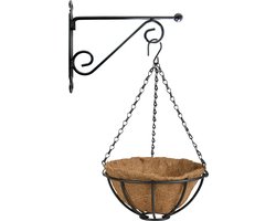 Esschert Design Hanging basket - 25 cm - met metalen muurhaak en inlegveld - plantenmand