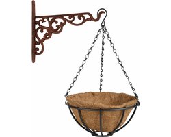Esschert Design Hanging basket - 25 cm - met muurhaak en kokos inlegveld