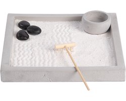 Esschert Design Japanse zen tuin voor thuis/kantoor - grijs - 20 x 20 cm - minituin