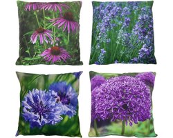 Esschert Design kussen bloem paars Buitenkussens