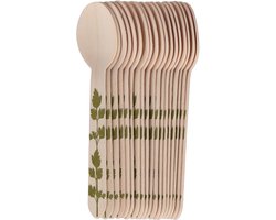 Esschert Design Lepels - hout - 20x - kruidenopdruk - 16 cm - BBQ/Verjaardag/Camping/Party