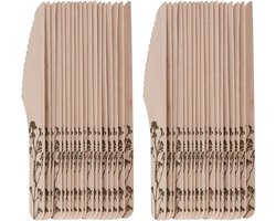 Esschert Design Messen - hout - 40x - kruidenopdruk - 16 cm - BBQ/Verjaardag/Camping/Party